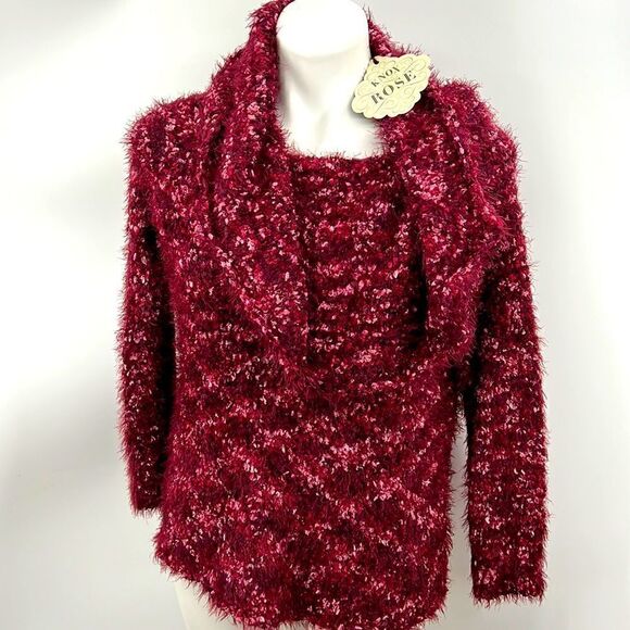 Knox Rose cowl neckline fuzzy warm sweater - Picture 2 of 7